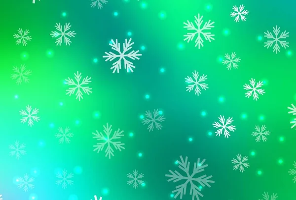 Modèle Vectoriel Vert Clair Avec Flocons Neige Noël Étoiles Flocons — Image vectorielle