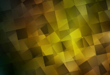 Koyu yeşil, sarı vektör arka planı çokgen biçiminde. Dikdörtgenli soyut gradyan çizimi. İş ilanları, broşürler, broşürler için desen