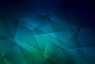 Koyu mavi, yeşil vektör çokgen arka plan. Üçgenli parlak renkli çizimler. İş tasarımınız için yepyeni bir tarz.