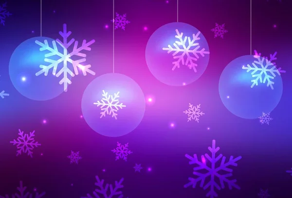 浅紫色 粉色矢量模板在嘉年华风格 用圣诞球和雪花作摘要说明 升入大学的聪明设计 — 图库矢量图片