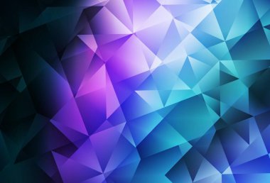 Koyu pembe, mavi vektör üçgen arkaplan. Çokgen tarzda tamamen yeni bir renk çizimi. Web siteniz için yeni bir doku.