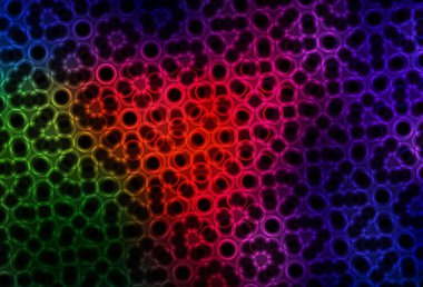 Lekeli koyu yeşil, kırmızı vektör arka plan. Parlak renkli soyut çemberlerin olduğu bir resim. Marka kitabınız için yeni şablon.