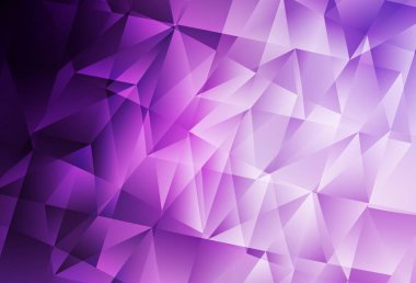Açık Mor, pembe vektör arkaplanı ve çokgen tarzı. Üçgen şekilli ışıltılı soyut çizimler. İniş sayfası için modern şablon.