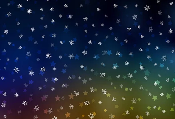 Fond Vectoriel Multicolore Foncé Avec Beaux Flocons Neige Étoiles Illustration — Image vectorielle