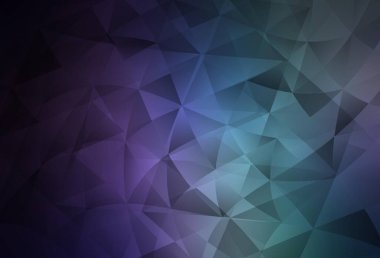 Koyu pembe, mavi vektör arka planı ve çokgen tarzı. Doğa tarzında üçgenleri olan güzel bir çizim. Duvar kağıtları için zarif tasarım.