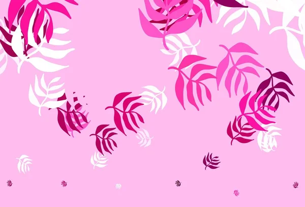 Fond Abstrait Vecteur Rose Clair Avec Des Feuilles Illustration Colorée — Image vectorielle