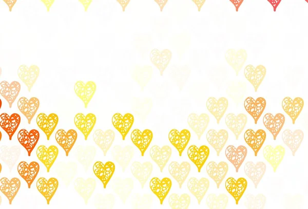 Fondo Vectorial Naranja Claro Con Corazones Brillantes Diseño Decorativo Con — Vector de stock