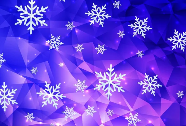 Açık Pembe Mavi Vektör Desenli Noel Kar Taneleri Yıldızlar Gradyan — Stok Vektör