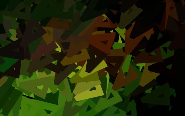 Темно Зеленая Желтая Векторная Компоновка Линиями Треугольниками Современная Абстрактная Иллюстрация — стоковый вектор