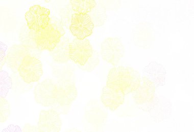 Açık pembe, sarı vektör yapraklı soyut arkaplan. Beyaz arka planda gradyanı olan çiçekler. Ağ ve ambalaj için elle boyanmış tasarım.