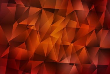 Koyu kırmızı, çokgen şekilli sarı vektör deseni. Soyut arkaplanda renkli eğimli üçgenler. İniş sayfası için modern şablon.