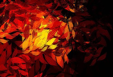 Koyu turuncu vektör yapraklı soyut tasarım. Soyut şablondaki karalamalarla dekoratif illüstrasyon. Web siteleri ve pankartlar için desenli desen.