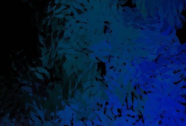 Koyu mavi vektör deseni yapraklarla karalıyor. Bulanık arkaplanda, gradyanı olan yapraklar. Marka kitabınız için yeni şablon.