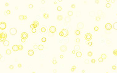 Kabarcıklı açık sarı vektör arkaplanı. Soyut arka planda bulanık kabarcıklar ve renkli gradyan. Fütürist reklamlar ve kitapçıklar için şablon.