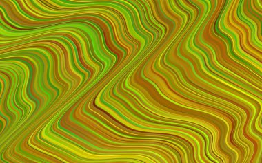 Açık yeşil, eğri kurdeleli sarı vektör arkaplan. Eğilimli zarif, parlak bir çizim. Cep telefonu geçmişinin şablonu.