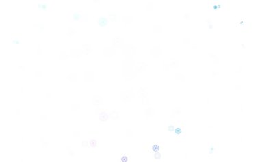 Açık pembe, diskleri olan mavi vektör dokusu. Soyut arka planda bulanık kabarcıklar ve renkli gradyan. Poster ve web siteleri için tasarım.