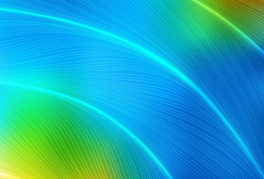 Açık mavi, kıvrımlı çizgileri olan yeşil vektör deseni. Basit bir şekilde yepyeni renkli bir tasvir. Tasarımınız için basit şablon.