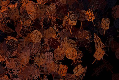 Koyu kırmızı vektör ağaçlar ve dallarla soyut bir zemin oluşturuyor. Ağaçlar ve karalamalar ile soyut çizimler. Ağ ve ambalaj için elle boyanmış tasarım.