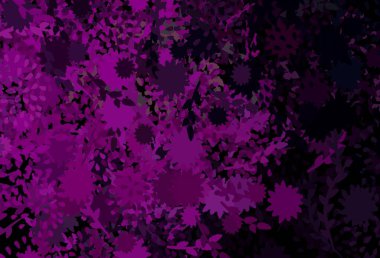 Memphis şekilli koyu pembe vektör arkaplan. Renkli rastgele şekillerle modern soyut illüstrasyon. Duvar kağıtları için zarif tasarım.