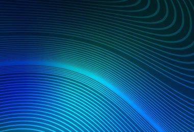 Koyu mavi, kıvrımlı çizgileri olan yeşil vektör düzeni. Basit eğri biçiminde parlak renkli bir illüstrasyon. Fikirlerin için bir örnek..