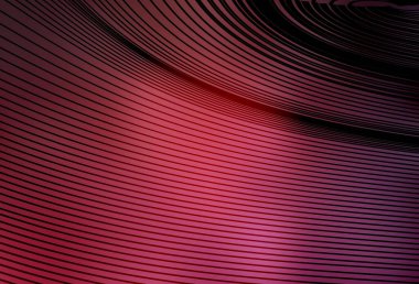 Açık pembe, kıvrımlı çizgileri olan kırmızı vektör deseni. Basit çizgilerle renkli gradyan çizimi. Cep telefonu ekranları için arkaplan.