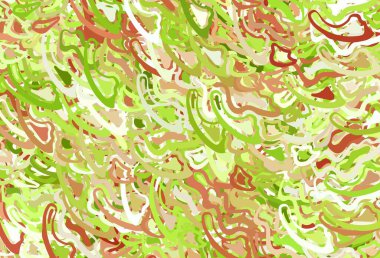 Açık yeşil, kıvrımlı çizgileri olan kırmızı vektör arkaplanı. Eğimli çizgileri olan zarif parlak bir illüstrasyon. Cep telefonu ekranları için arkaplan.