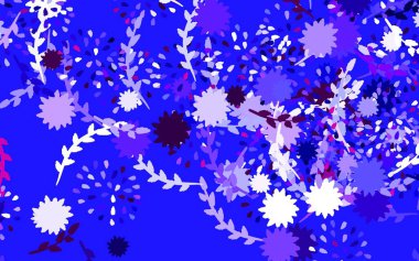 Açık mavi, çiçekli kırmızı vektör zarif arkaplan. Çiçekli, bulanık şekilli, yaratıcı illüstrasyon. Web ve broşürler için elle boyanmış tasarım.