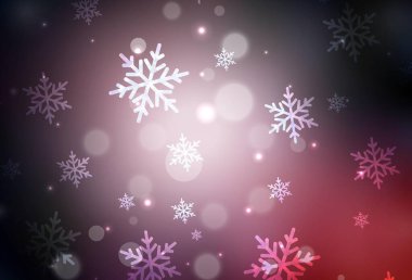 Xmas tarzında koyu pembe vektör arkaplan. Renkli Noel şeyleri ile soyut gradyan çizimi. Üniversitenin tanıtımı için akıllı tasarım.