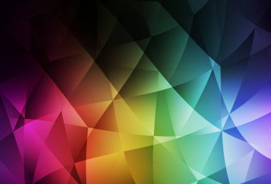 Koyu renkli vektör eğimli üçgen şablonu. Üçgenli parlak renkli çizimler. Cep telefonunun arka planının şablonu.