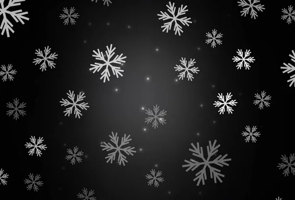 Textura Vetorial Cinza Escuro Com Flocos Neve Coloridos Estrelas Design — Vetor de Stock