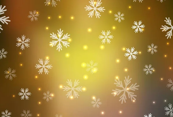 Dark Green Yellow Vector Pattern Christmas Snowflakes Stars Colorful Snowflakes — Stock Vector