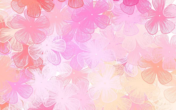 Light Pink Yellow Vector Natural Artwork Flowers Modern Abstract Illustration — Stock Vector