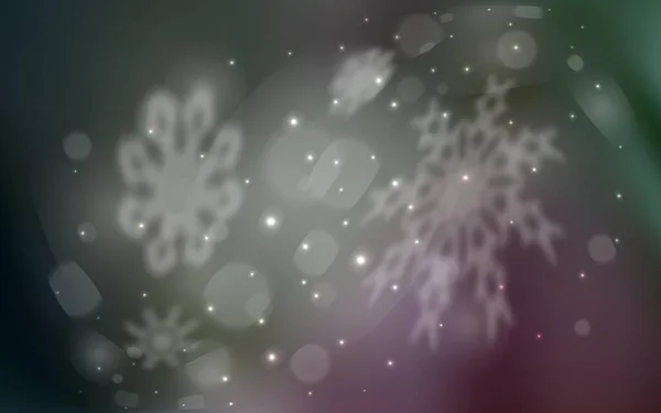深色粉红 绿色矢量背景 有圣诞雪花 抽象模板上用雪装饰华丽的插图 你的广告 横幅的新年设计 — 图库矢量图片