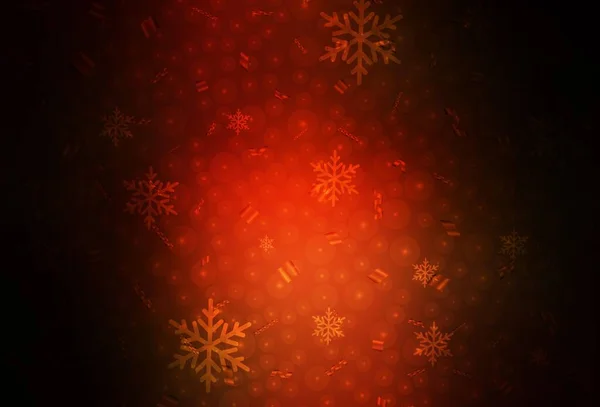 生日风格的深红色矢量纹理 五彩缤纷的图画与雪和新年的圣诞球 语法网站的模式 — 图库矢量图片