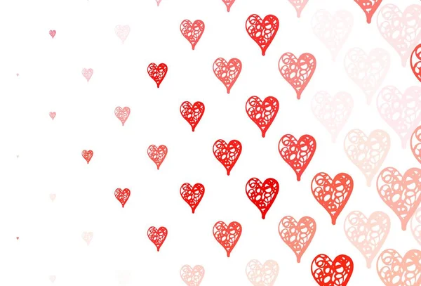 心的浅红色矢量背景 在抽象模板上用心来显示图解 结婚礼物的模式 恭喜你 — 图库矢量图片