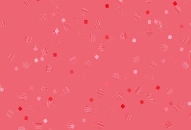 Dairesel çokgen biçimli açık kırmızı vektör arkaplanı. Çemberler, üçgenler ve küplerle soyut gradyan çizimi. Poster ve afiş için en iyi tasarım.