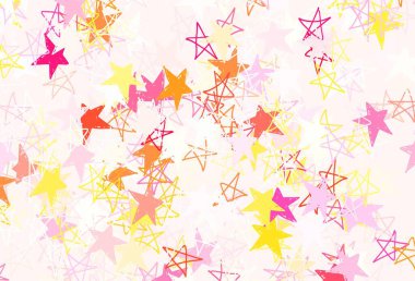 Açık kırmızı, içinde noel yıldızları olan sarı vektör deseni. Bulanık arkaplanda gradyanı olan yıldızlar. Astroloji web siteleri için desen.