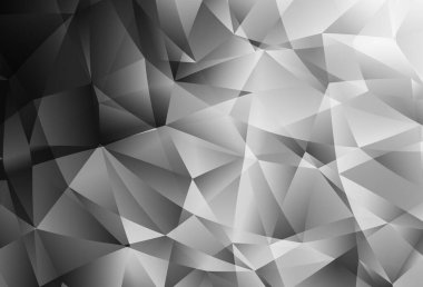 Açık gri vektör düşük polimerli doku. Çokgen soyut çizim ve gradyan. Broşürünüz için yepyeni bir tasarım..