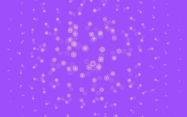 Açık pembe, küreli sarı vektör deseni. Parlak renkli soyut çemberlerin olduğu bir resim. Reklamlar, broşürler için desen.