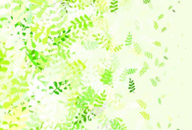 Açık yeşil, yapraklı sarı vektör karalama deseni. Bulanık şekilli ve yapraklı yepyeni bir resim. Çocuk kitapları için renkli desen.