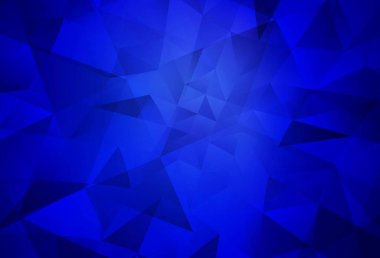 Koyu mavi vektör çokgen şablon. Üçgenli parlak renkli çizimler. Dizaynınız için üçgen desen.