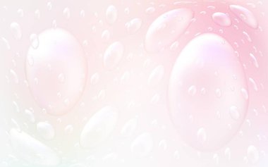 Açık pembe, baloncuklu sarı vektör arkaplan. Bulanık yağmur damlaları olan soyut bir çizim. Marka kitabın için tamamen yeni bir şablon.