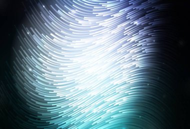 Koyu mavi, eğri çizgileri olan yeşil vektör arkaplan. Değişken çizgileri olan renkli geometrik örnek. Tasarımınız için desen.