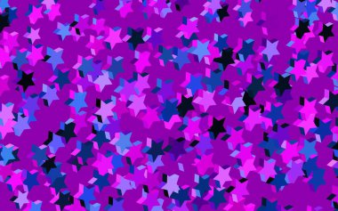 Koyu pembe, üzerinde noel yıldızları olan mavi vektör deseni. Bulanık dekoratif dizayn yıldızlı basit bir stilde. Reklamınız, posteriniz, afişiniz için en iyi tasarım.