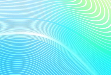 Açık mavi, eğri çizgileri olan yeşil vektör arkaplan. Değişken çizgileri olan renkli soyut çizimler. Cep telefonu ekranları için arkaplan.