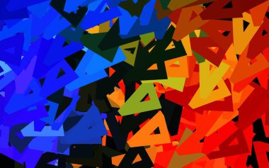 Çokgen şekilli koyu renk vektör deseni. Üçgen şekilli ışıltılı soyut çizimler. Broşürler, broşürler için desen