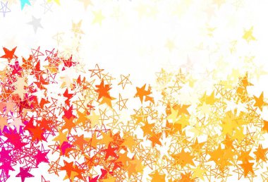 Parlak yıldızlı açık turuncu vektör düzeni. Yıldızlı parlak renkli illüstrasyon. Reklamınız, posteriniz, afişiniz için en iyi tasarım.