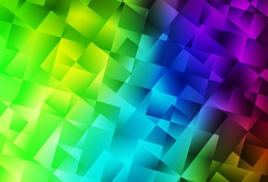 Dark Multicolor vektörünün parlayan üçgen düzeni. Çokgen tarzda tamamen yeni bir renk çizimi. Bir markanın arkaplanı için desen.