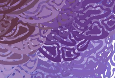 Bükülmüş çizgileri olan açık mor vektör düzeni. Kavisli çizgilerden oluşan parlak bir illüstrasyon. İş tasarımınız için şablon.