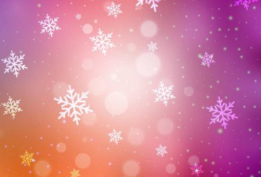 Açık pembe, Noel tarzında sarı vektör deseni. Gradyan Noel elementleri içeren bir Akıllı Çizim. Reklamlar, posterler, kitap afişleri için desen.